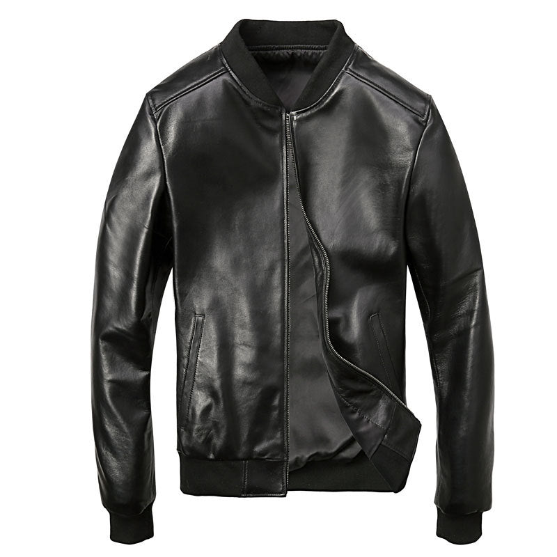 Baseball Collar Leather Jacket