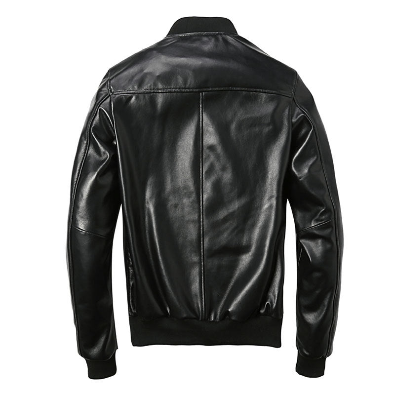 Baseball Collar Leather Jacket