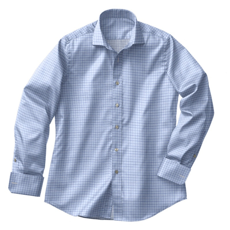 Lt Blue Glen Plaid Dress Shirt
