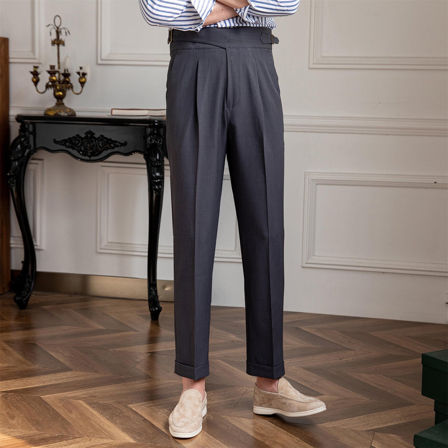 Gentry High-waisted Straight-leg Pleated Trouser
