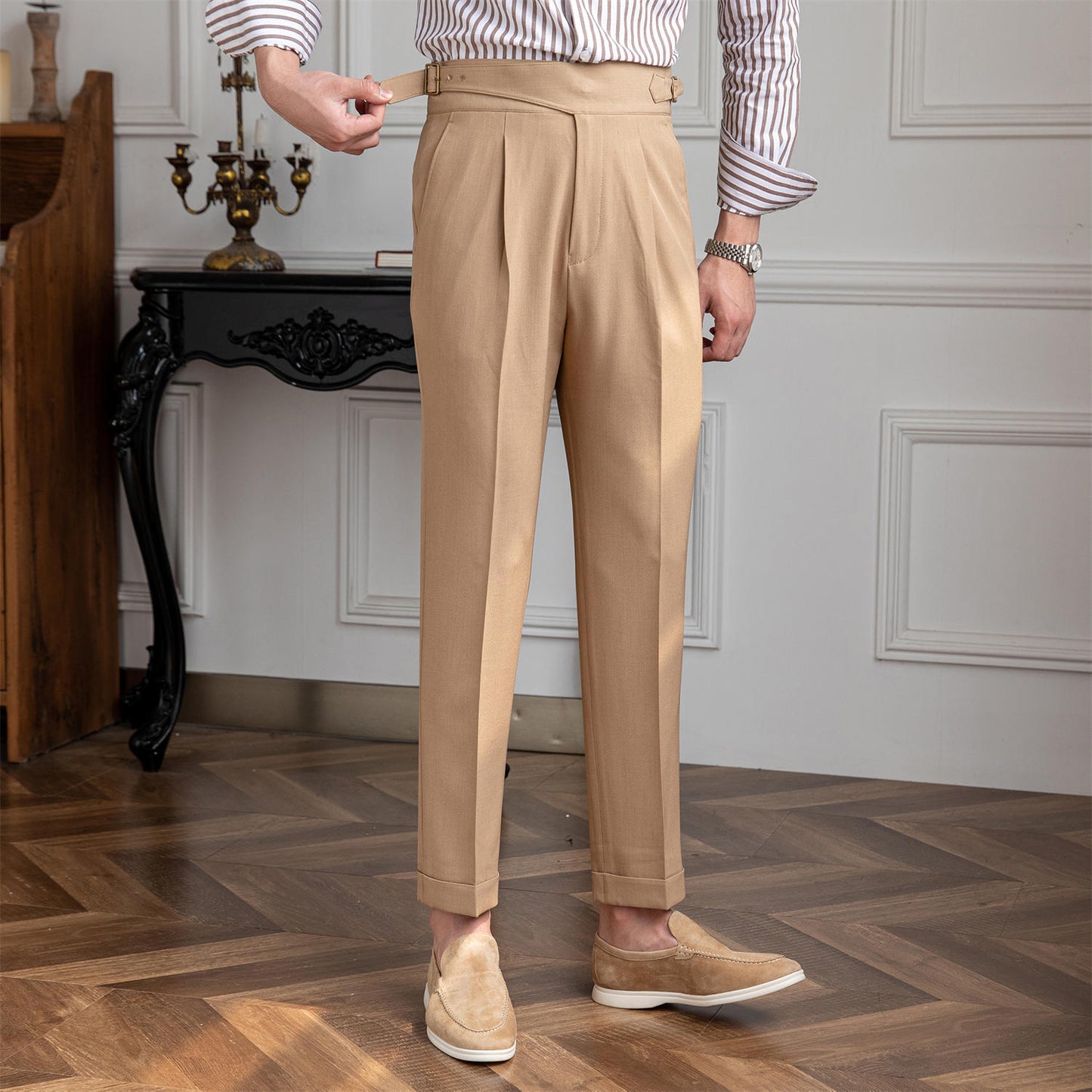 Gentry High-waisted Straight-leg Pleated Trouser
