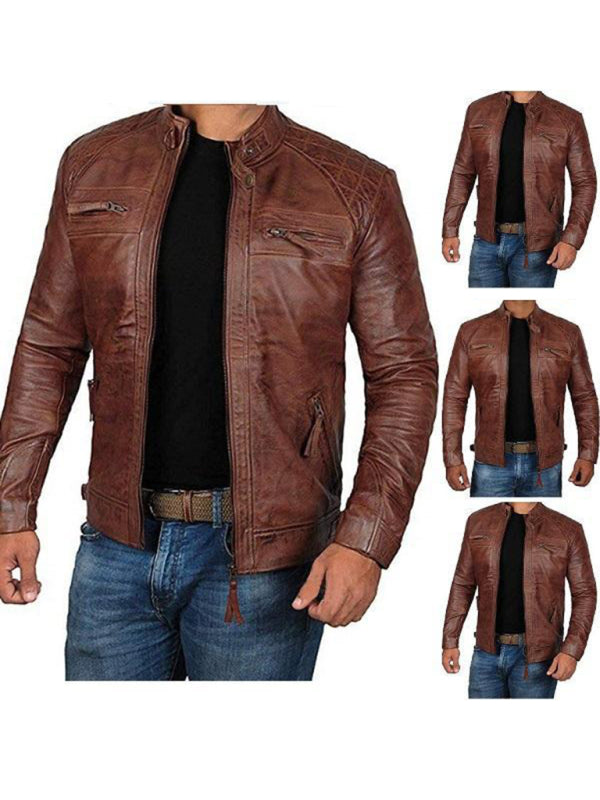 Men's Leather Moto Leather Slim Fit Jacket
