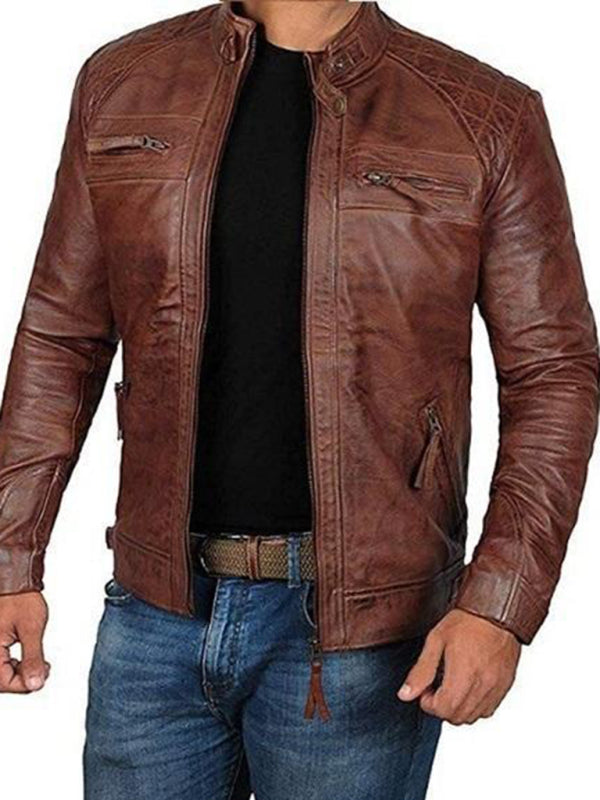 Men's Leather Moto Leather Slim Fit Jacket