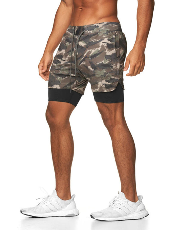 Men's Drawstring Double Layer Pocketed Training Shorts