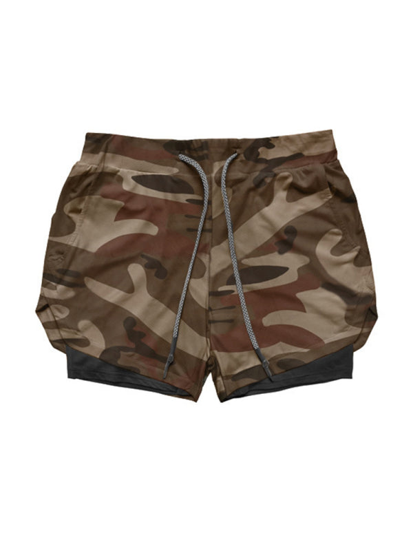 Men's Drawstring Double Layer Pocketed Training Shorts