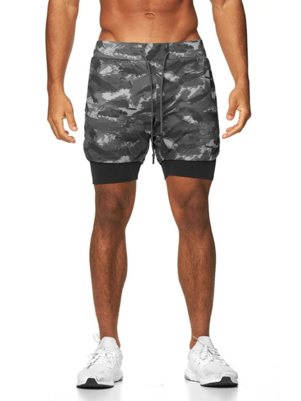 Men's Drawstring Double Layer Pocketed Training Shorts