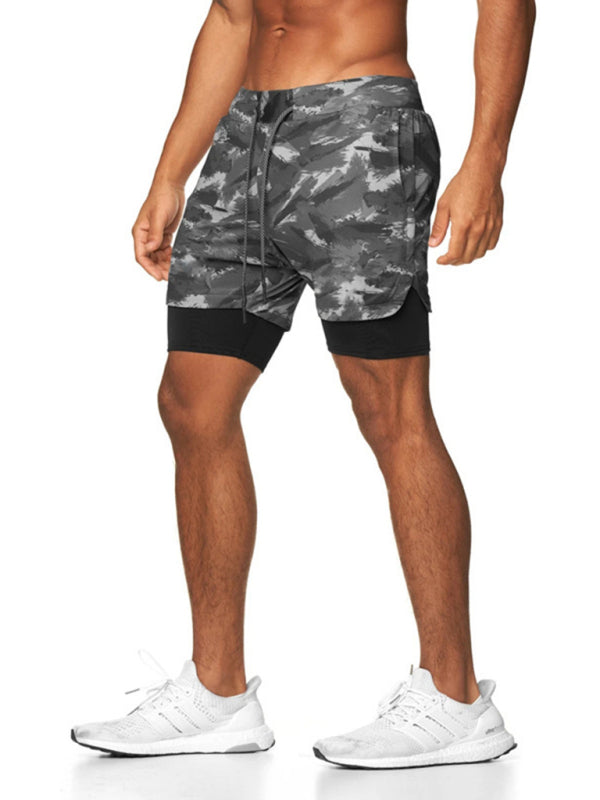 Men's Drawstring Double Layer Pocketed Training Shorts