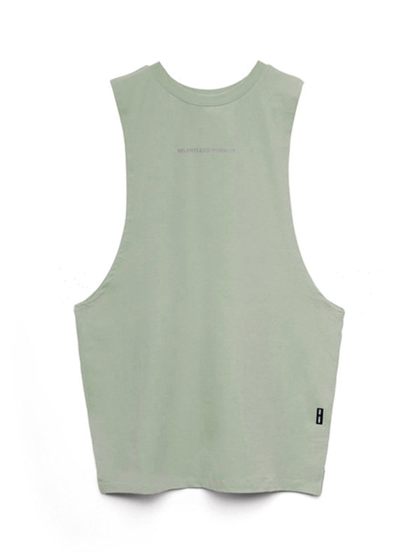 Men's sports trendy brand loose big slit solid color sleeveless quick-drying shirt