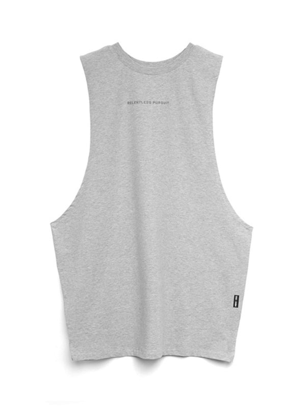 Men's sports trendy brand loose big slit solid color sleeveless quick-drying shirt