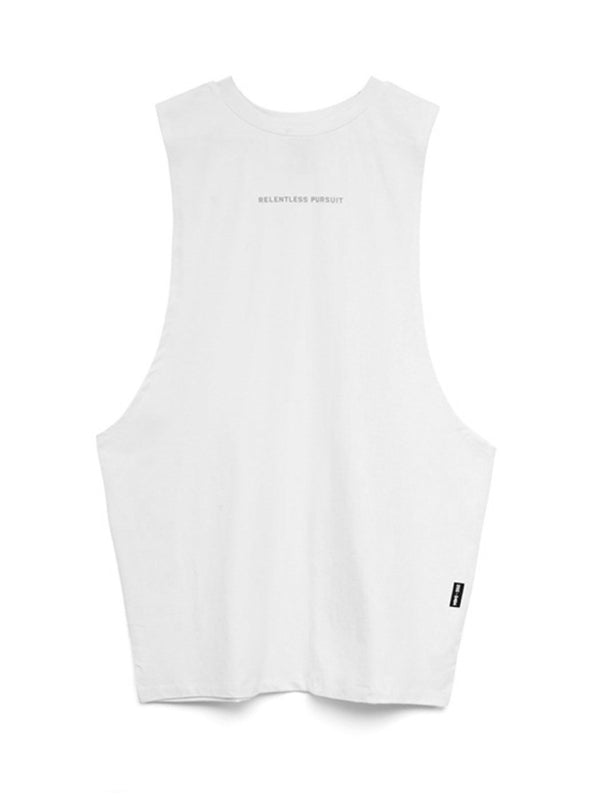 Men's sports trendy brand loose big slit solid color sleeveless quick-drying shirt