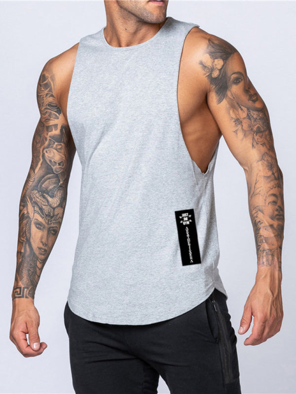 Men's Solid Color Round Neck Casual Breathable Slim Fit Sports shirt