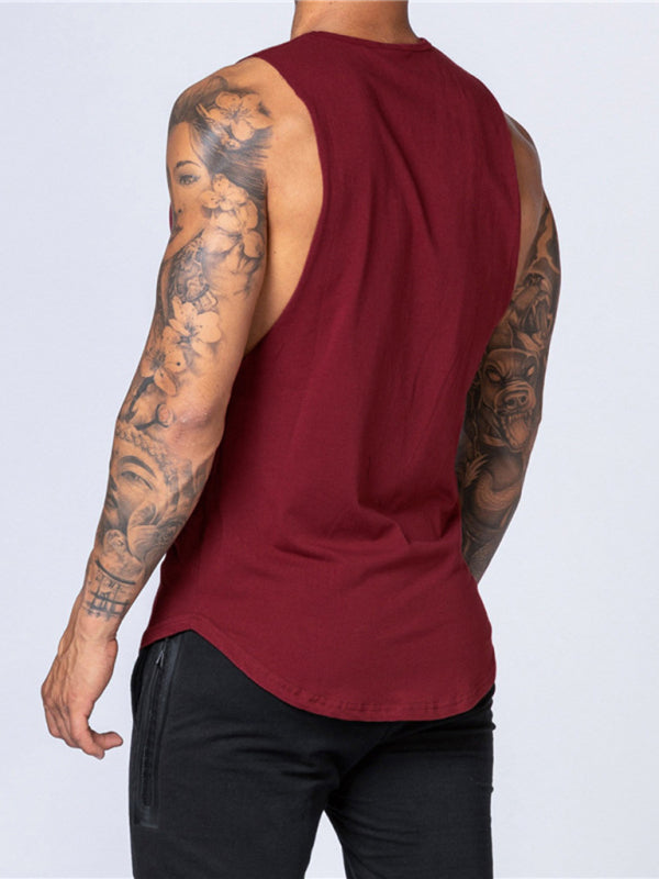 Men's Solid Color Round Neck Casual Breathable Slim Fit Sports shirt