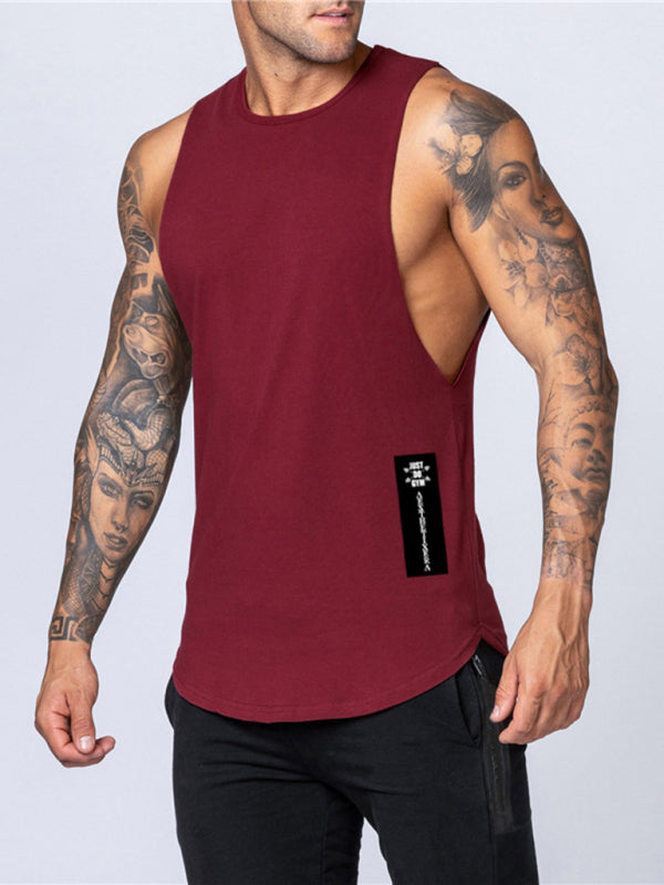 Men's Solid Color Round Neck Casual Breathable Slim Fit Sports shirt