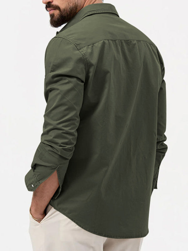 Safari multi-pocket casual long-sleeved shirt
