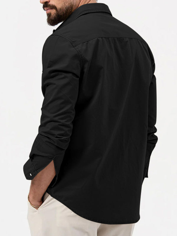 Safari multi-pocket casual long-sleeved shirt