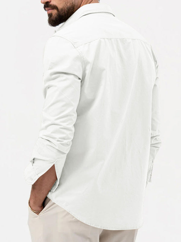 Safari multi-pocket casual long-sleeved shirt