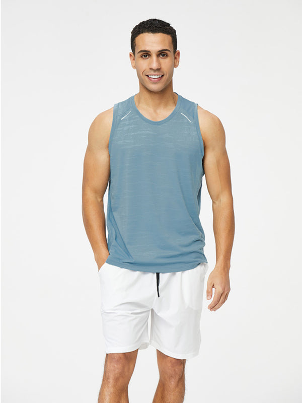 Men's loose round neck breathable and quick drying running training tank