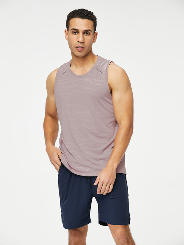 Men's loose round neck breathable and quick drying running training tank