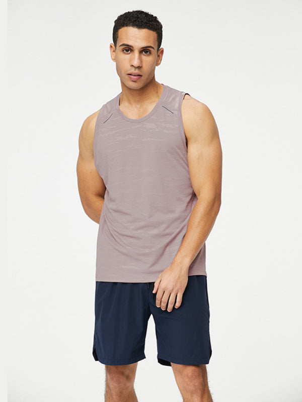 Men's loose round neck breathable and quick drying running training tank