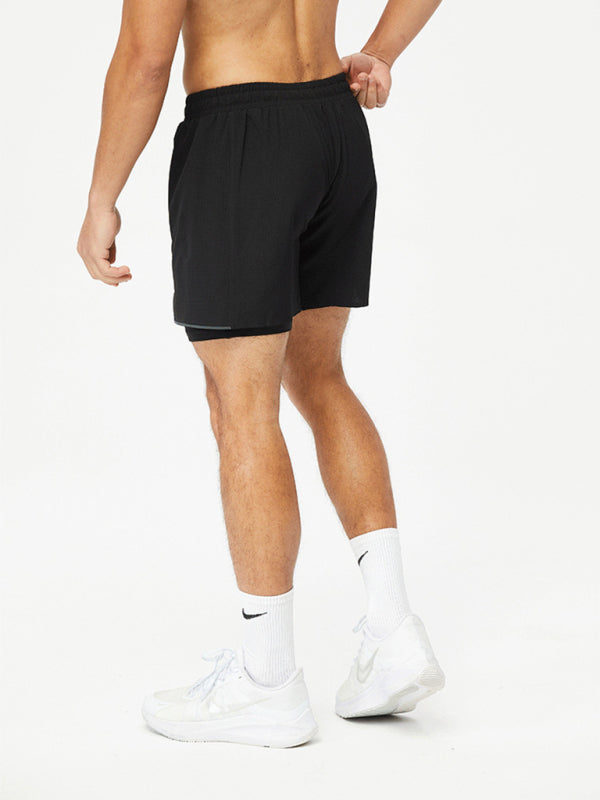 Men's breathable loose fit double layer quick-drying training shorts