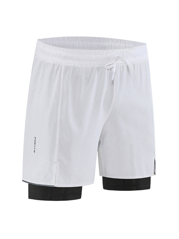 Men's breathable loose fit double layer quick-drying training shorts