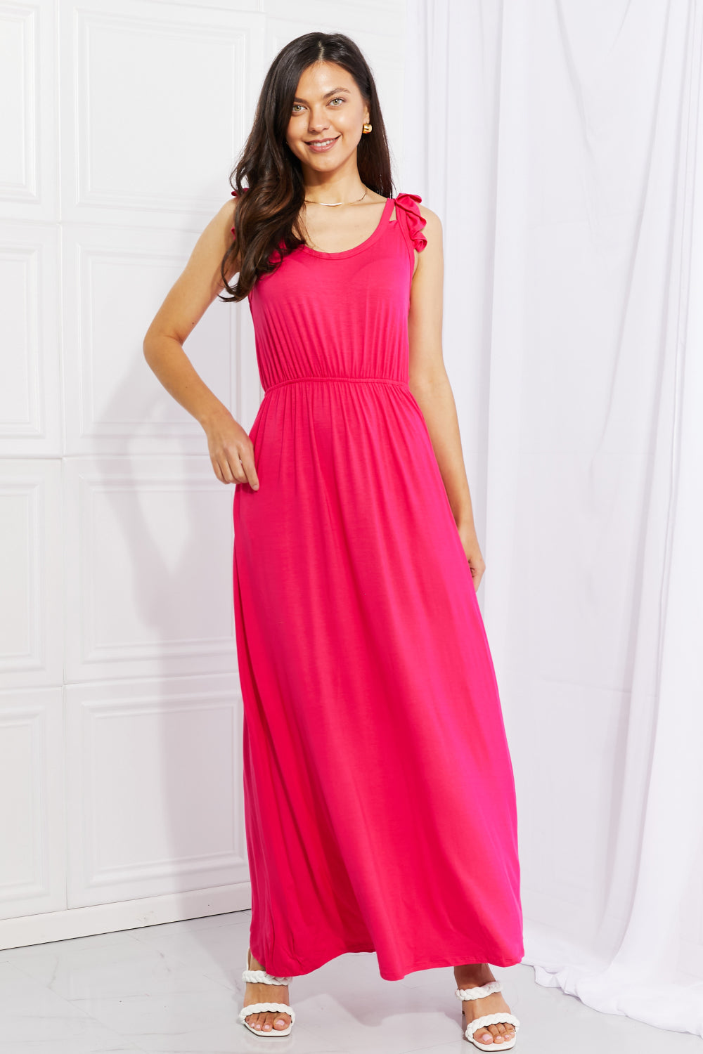Santa Monica Flutter Sleeve Maxi Dress