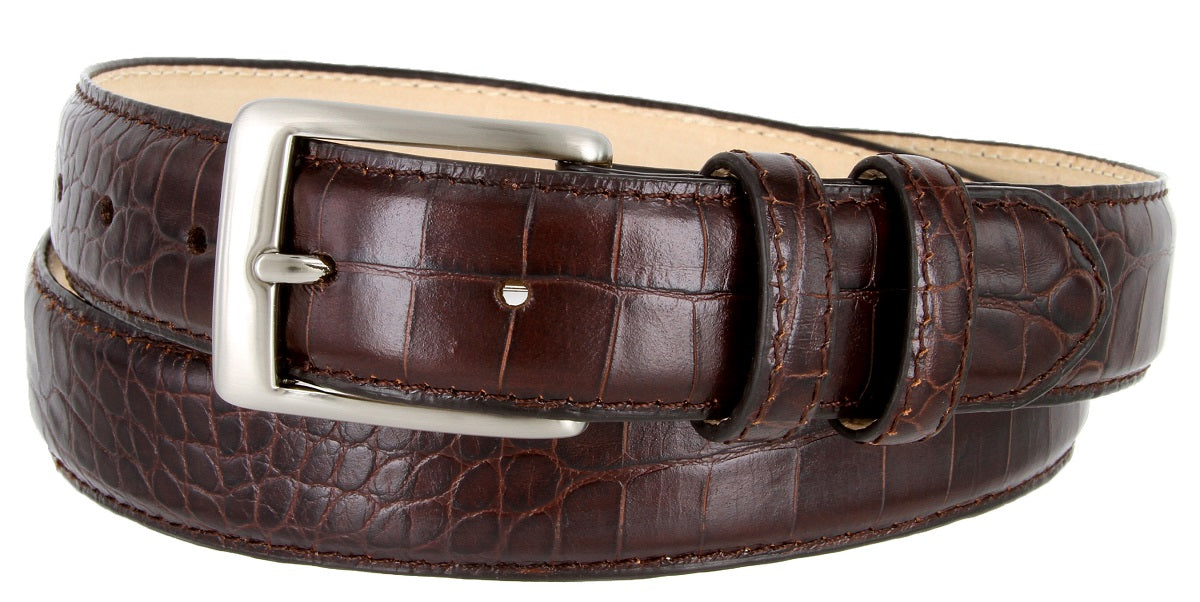 The Genuine Italian Calfskin Alligator Embossed Leather Dress Belt