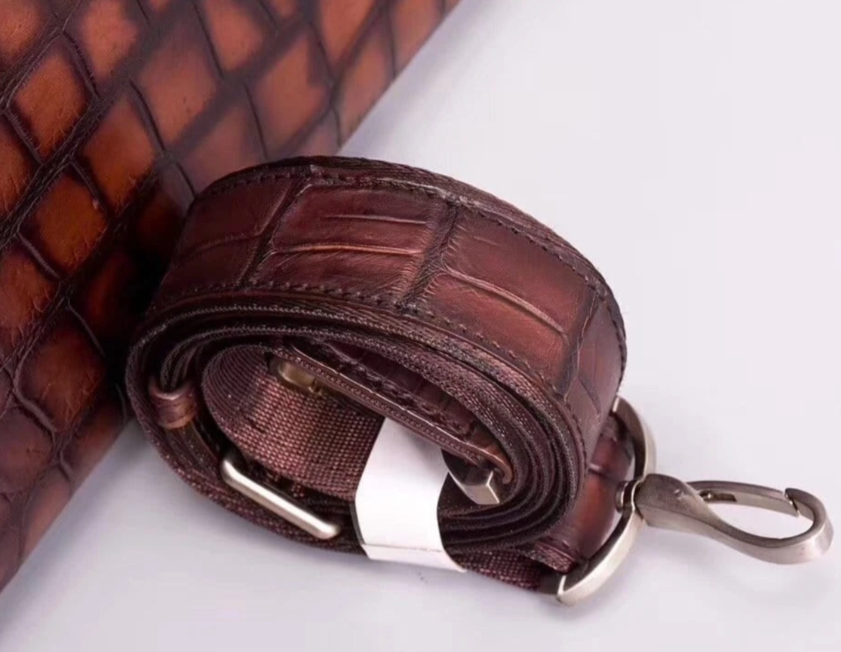 Genuine Vintage Crocodile Foldover Briefcase