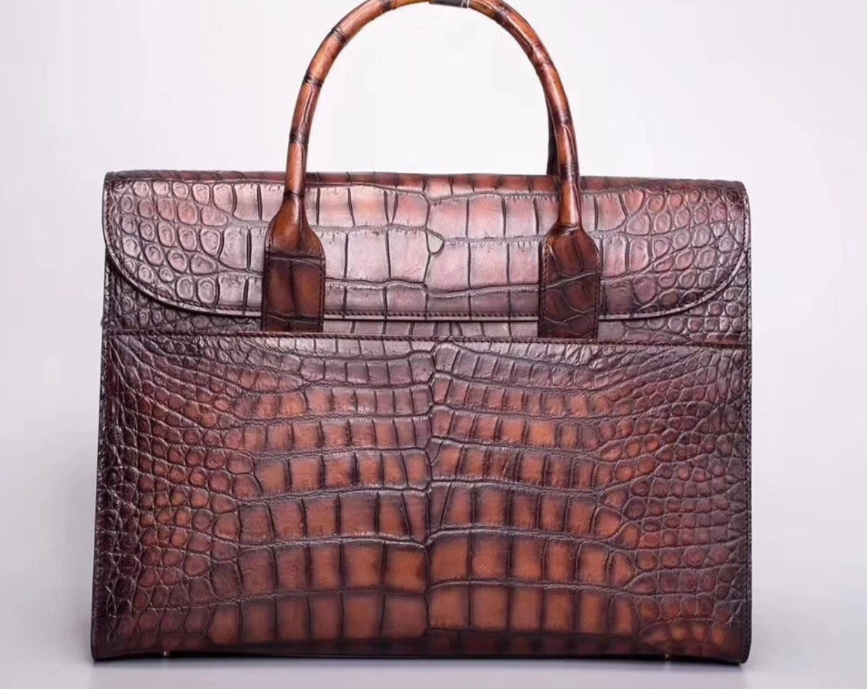 Genuine Vintage Crocodile Foldover Briefcase