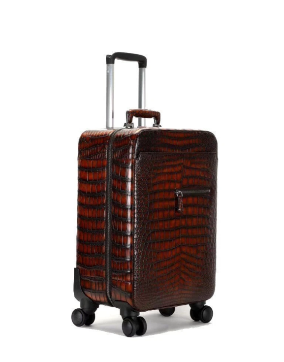 Genuine Crocodile Vintage Trolly Suitcase