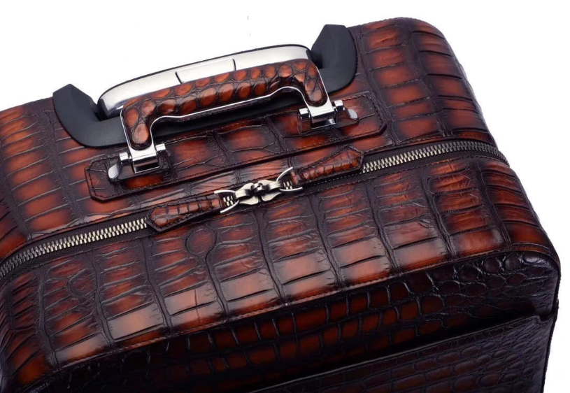 Genuine Crocodile Vintage Trolly Suitcase