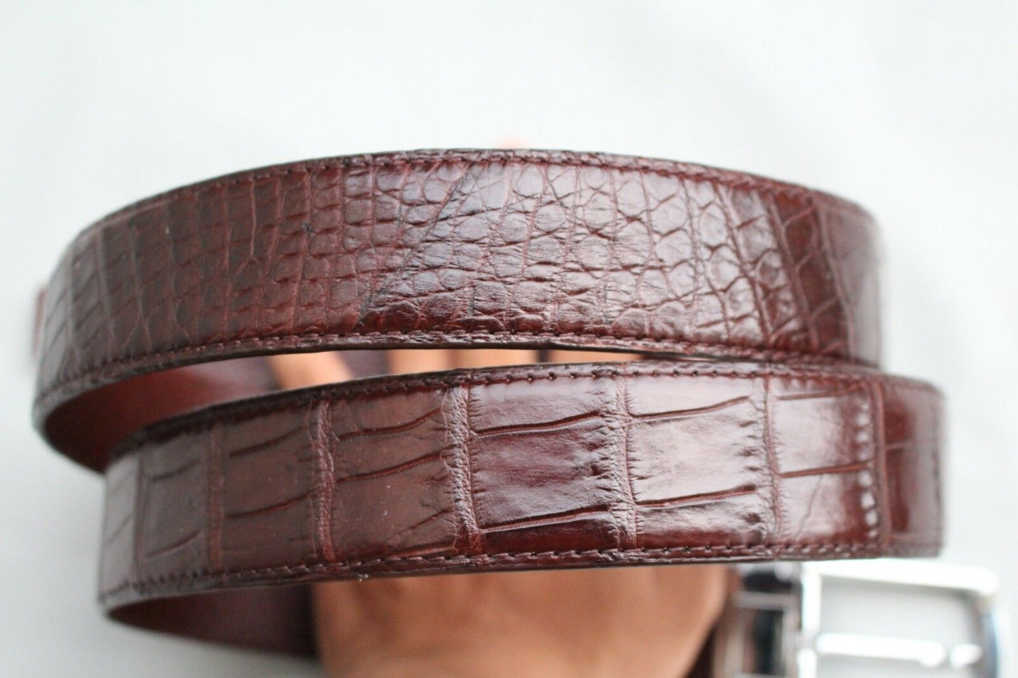 Dark Brown Crocodile Leather Belt