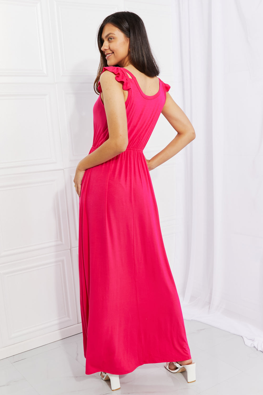 Santa Monica Flutter Sleeve Maxi Dress