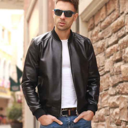 Baseball Collar Leather Jacket