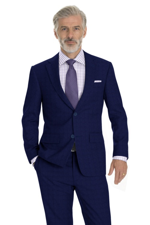 Two or Three-Piece Navy Sharkskin Suit