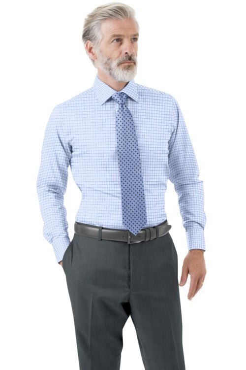 Lt Blue Glen Plaid Dress Shirt