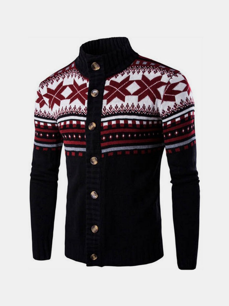 Up Collar Ski Button Ski Cardigan