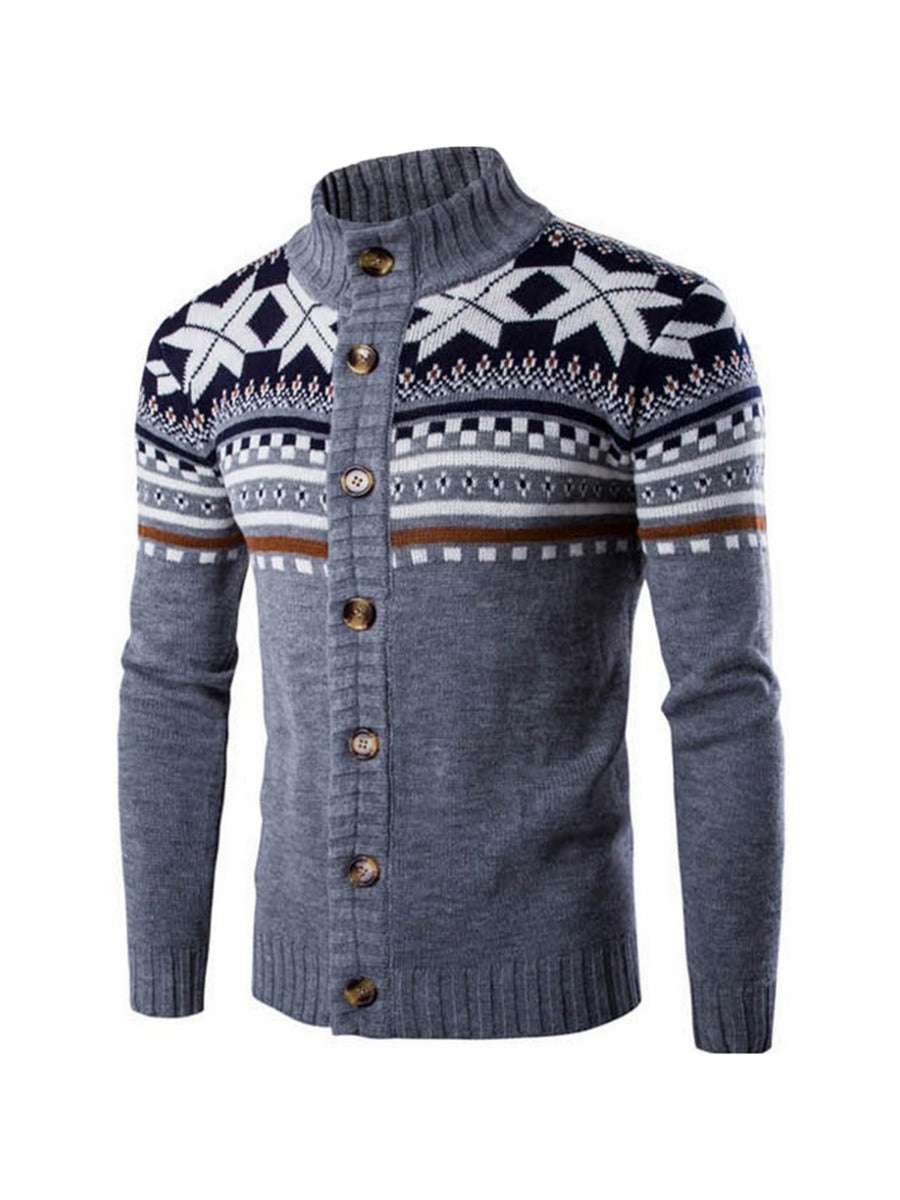 Up Collar Ski Button Ski Cardigan