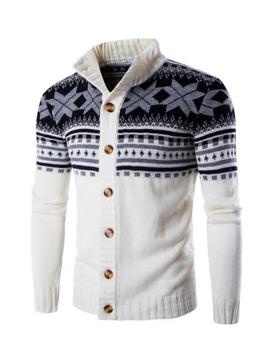 Up Collar Ski Button Ski Cardigan