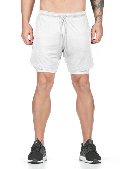 Men's Double Layer Training Short with Towel Hang Waist