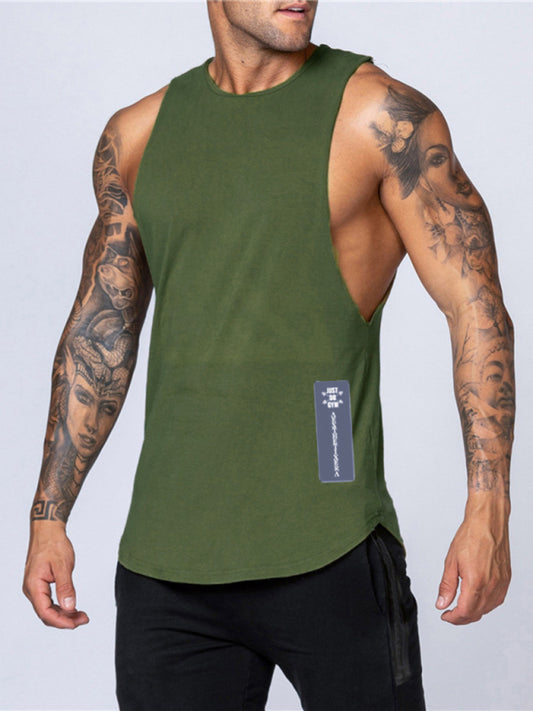 Men's Solid Color Round Neck Casual Breathable Slim Fit Sports shirt