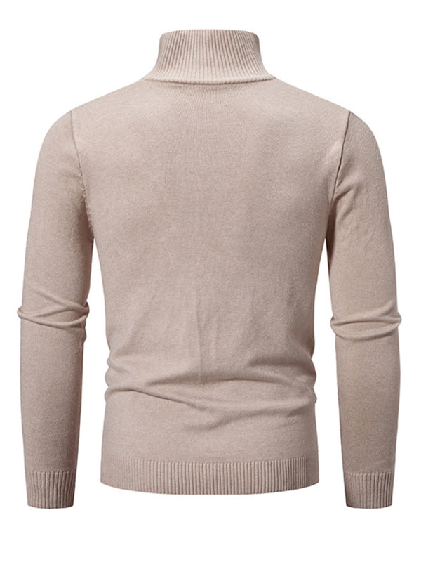 Men's casual solid color sweater half zipper pullover sweater