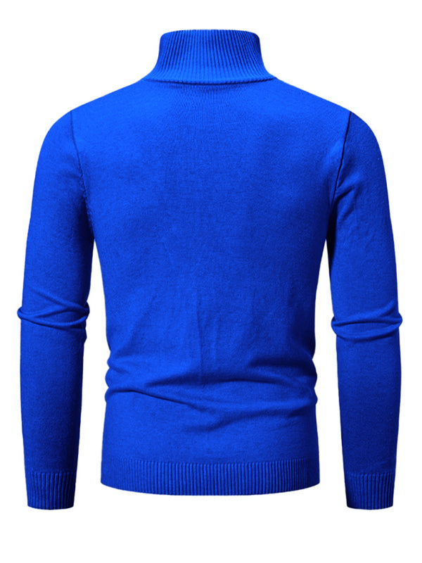 Men's casual solid color sweater half zipper pullover sweater