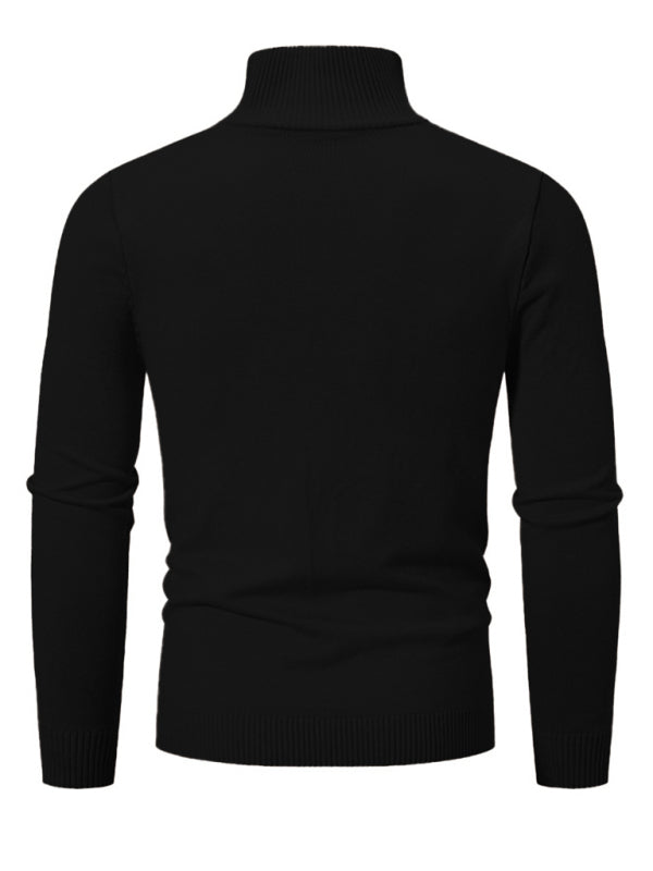 Men's casual solid color sweater half zipper pullover sweater