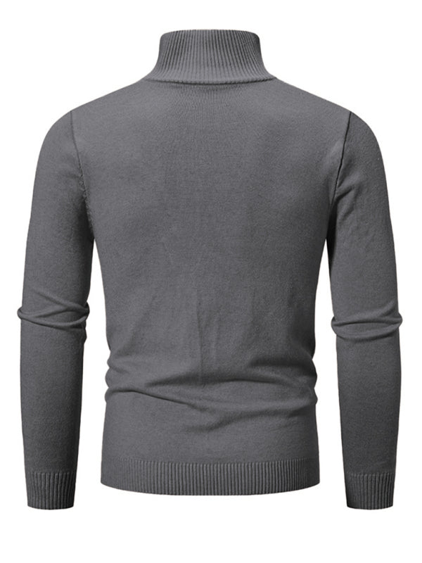 Men's casual solid color sweater half zipper pullover sweater