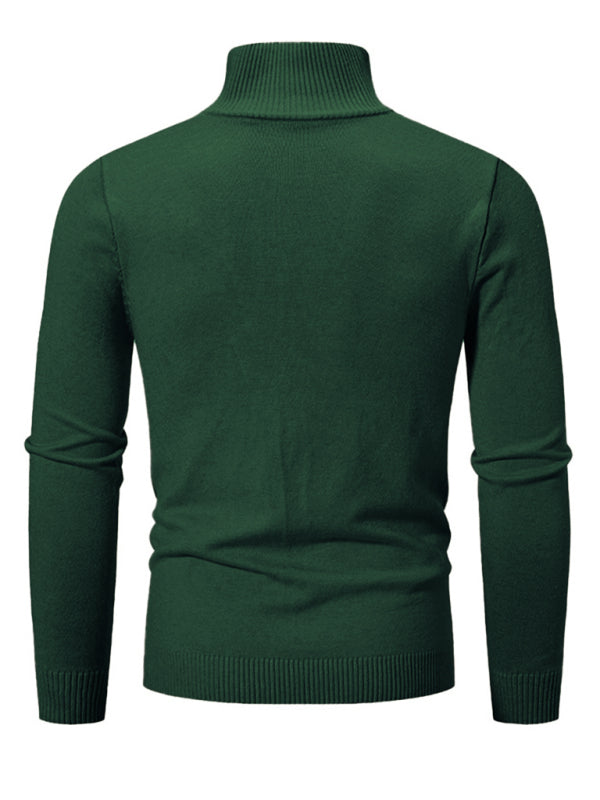 Men's casual solid color sweater half zipper pullover sweater