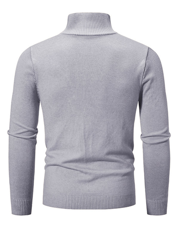 Men's casual solid color sweater half zipper pullover sweater