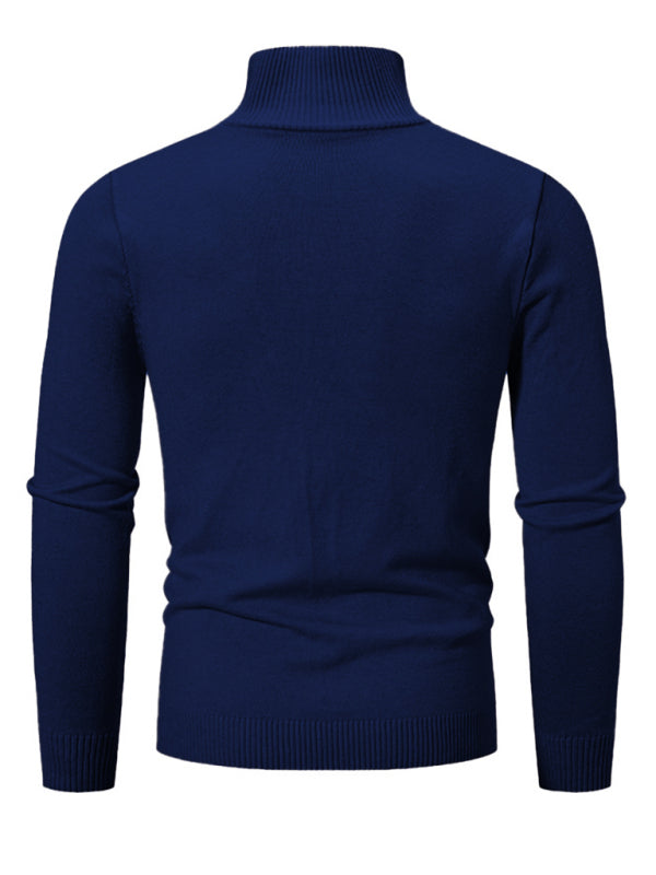 Men's casual solid color sweater half zipper pullover sweater