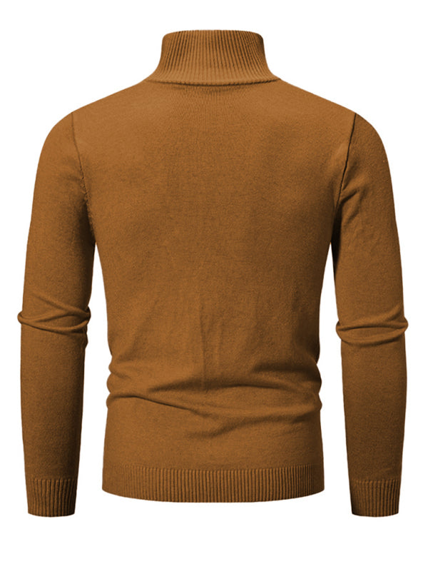 Men's casual solid color sweater half zipper pullover sweater