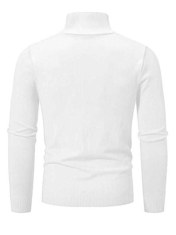 Men's casual solid color sweater half zipper pullover sweater